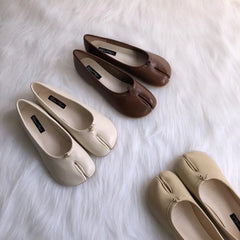 Tabi Ninja Shoes for Women: Microfiber Leather Split Toe Slippers