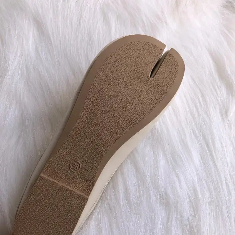 Tabi Ninja Shoes for Women: Microfiber Leather Split Toe Slippers