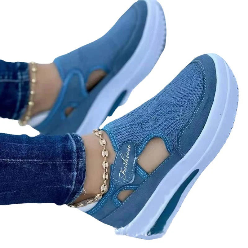 Women's Fashion Vulcanized Sneakers: Platform Solid Color Flats